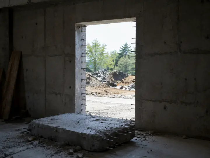 New doorway opening wall-sawed through a concrete wall